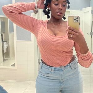 Pretty Pink Corset Long Sleeve Shirt 👚 size Medium